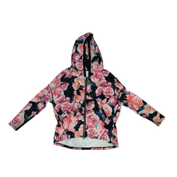 Lululemon, Women’s Floral Hoodie Zip Up Jacket, Multicolored, Black/Pink, Size 6 - Picture 1 of 7